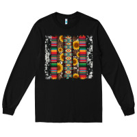 Black cowhıde aztec serape wıth leopard and sunflowers brushstroke Long Sleeve Tee - Artiststas