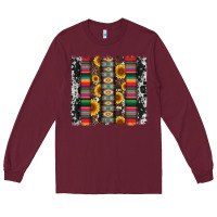 Burgundy cowhıde aztec serape wıth leopard and sunflowers brushstroke Long Sleeve Tee - Artiststas