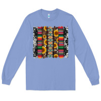 Colony Blue cowhıde aztec serape wıth leopard and sunflowers brushstroke Long Sleeve Tee - Artiststas