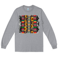 Heather Grey cowhıde aztec serape wıth leopard and sunflowers brushstroke Long Sleeve Tee - Artiststas