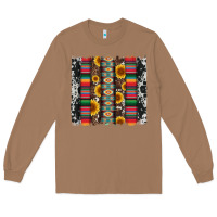 Toasted Coconut cowhıde aztec serape wıth leopard and sunflowers brushstroke Long Sleeve Tee - Artiststas