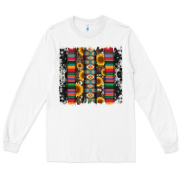 White cowhıde aztec serape wıth leopard and sunflowers brushstroke Long Sleeve Tee - Artiststas