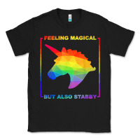 Black feeling magical but also stabby unicorn rainbow t shirt Classic Tee - linhVisuals