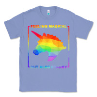 Colony Blue feeling magical but also stabby unicorn rainbow t shirt Classic Tee - linhVisuals