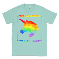 Seafoam feeling magical but also stabby unicorn rainbow t shirt Classic Tee - linhVisuals