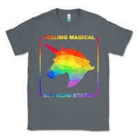 Charcoal Heather feeling magical but also stabby unicorn rainbow t shirt Classic Tee - linhVisuals
