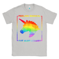 Moon Dust feeling magical but also stabby unicorn rainbow t shirt Classic Tee - linhVisuals