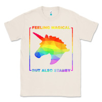 Natural feeling magical but also stabby unicorn rainbow t shirt Classic Tee - linhVisuals