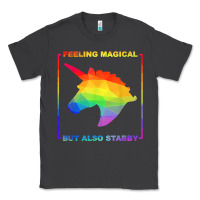 Smoke feeling magical but also stabby unicorn rainbow t shirt Classic Tee - linhVisuals