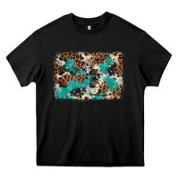 Black Cowhide Turquoise Glitter Heavy Core Tee - FaDigitalArtStudio