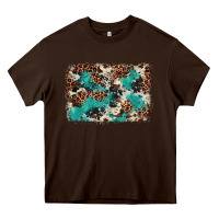 Chocolate Brown Cowhide Turquoise Glitter Heavy Core Tee - FaDigitalArtStudio