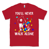 Red autism dad you will never walk alone support autism son t shirt Classic Tee - linhVisuals