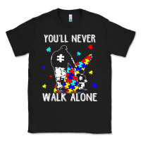 Black autism dad you will never walk alone support autism son t shirt Classic Tee - linhVisuals