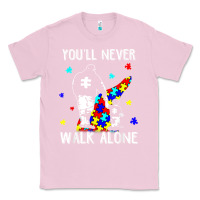 Bubblegum Pink autism dad you will never walk alone support autism son t shirt Classic Tee - linhVisuals