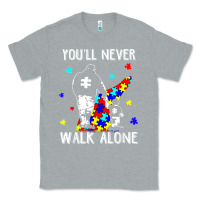 Heather Grey autism dad you will never walk alone support autism son t shirt Classic Tee - linhVisuals