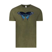 Vintage Olive Black Swallowtail Butterfly Vintage Tee - LillyAllenDesigns