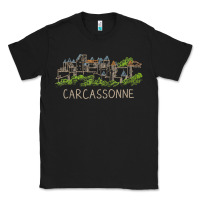 Black carcassonne france unique hand drawn art gift men women t shirt Classic Tee - linhVisuals