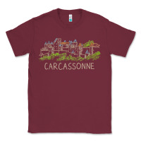 Burgundy carcassonne france unique hand drawn art gift men women t shirt Classic Tee - linhVisuals