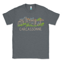 Charcoal Heather carcassonne france unique hand drawn art gift men women t shirt Classic Tee - linhVisuals