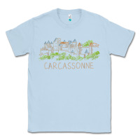 Dusty Blue carcassonne france unique hand drawn art gift men women t shirt Classic Tee - linhVisuals