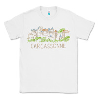 White carcassonne france unique hand drawn art gift men women t shirt Classic Tee - linhVisuals