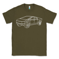 Army Green cybertrucks line art pocket futuristic ev truck cyber design t shirt Classic Tee - linhVisuals