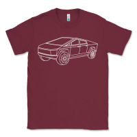 Burgundy cybertrucks line art pocket futuristic ev truck cyber design t shirt Classic Tee - linhVisuals