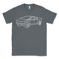 Charcoal Heather cybertrucks line art pocket futuristic ev truck cyber design t shirt Classic Tee - linhVisuals