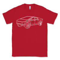 Red cybertrucks line art pocket futuristic ev truck cyber design t shirt Classic Tee - linhVisuals