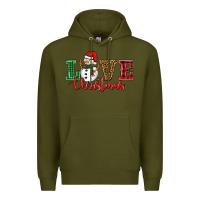 Army Green love christmas snowman Premium Hoodie - BarkalooDesign