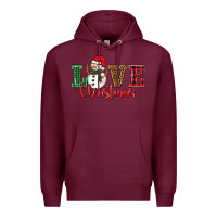 Burgundy love christmas snowman Premium Hoodie - BarkalooDesign