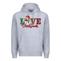 Heather Grey love christmas snowman Premium Hoodie - BarkalooDesign