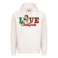 Pale Pink love christmas snowman Premium Hoodie - BarkalooDesign