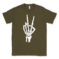 Army Green skeleton peace Classic Tee - linhVisuals