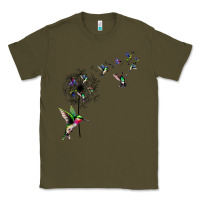 Army Green bird hummingbird dandelion flowers shirt for women men t shirt Classic Tee - linhVisuals