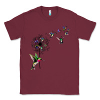 Burgundy bird hummingbird dandelion flowers shirt for women men t shirt Classic Tee - linhVisuals