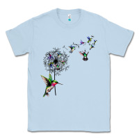 Dusty Blue bird hummingbird dandelion flowers shirt for women men t shirt Classic Tee - linhVisuals