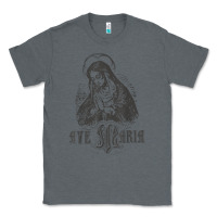 Charcoal Heather ave maria schubert latin mass blessed mother hail mary lady t shirt Classic Tee - linhVisuals