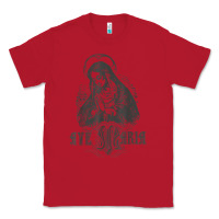 Red ave maria schubert latin mass blessed mother hail mary lady t shirt Classic Tee - linhVisuals