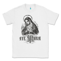 White ave maria schubert latin mass blessed mother hail mary lady t shirt Classic Tee - linhVisuals