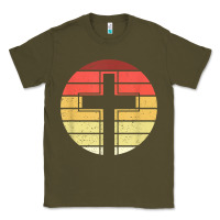 Army Green jesus cross retro style vintage t shirt Classic Tee - linhVisuals