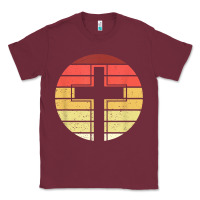 Burgundy jesus cross retro style vintage t shirt Classic Tee - linhVisuals