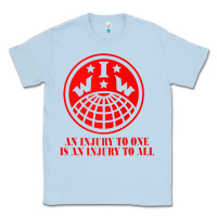 Dusty Blue iww injury one is injury to all front and back red zip hoodie Classic Tee - linhVisuals