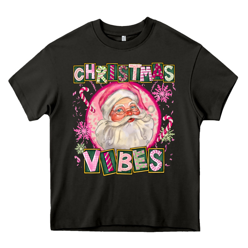 Pink Christmas Vibes Santa Heavy Core Tee by FaDigitalArtStudio | Teevron