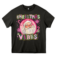Asphalt Pink Christmas Vibes Santa Heavy Core Tee - FaDigitalArtStudio