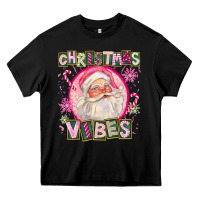 Black Pink Christmas Vibes Santa Heavy Core Tee - FaDigitalArtStudio