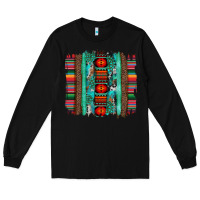 Black serape aztec leopard and turquoise glitter with gemstone brushstroke Long Sleeve Tee - Artiststas
