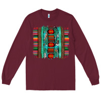 Burgundy serape aztec leopard and turquoise glitter with gemstone brushstroke Long Sleeve Tee - Artiststas