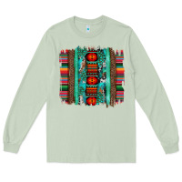 Matcha serape aztec leopard and turquoise glitter with gemstone brushstroke Long Sleeve Tee - Artiststas