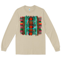 Mushroom serape aztec leopard and turquoise glitter with gemstone brushstroke Long Sleeve Tee - Artiststas